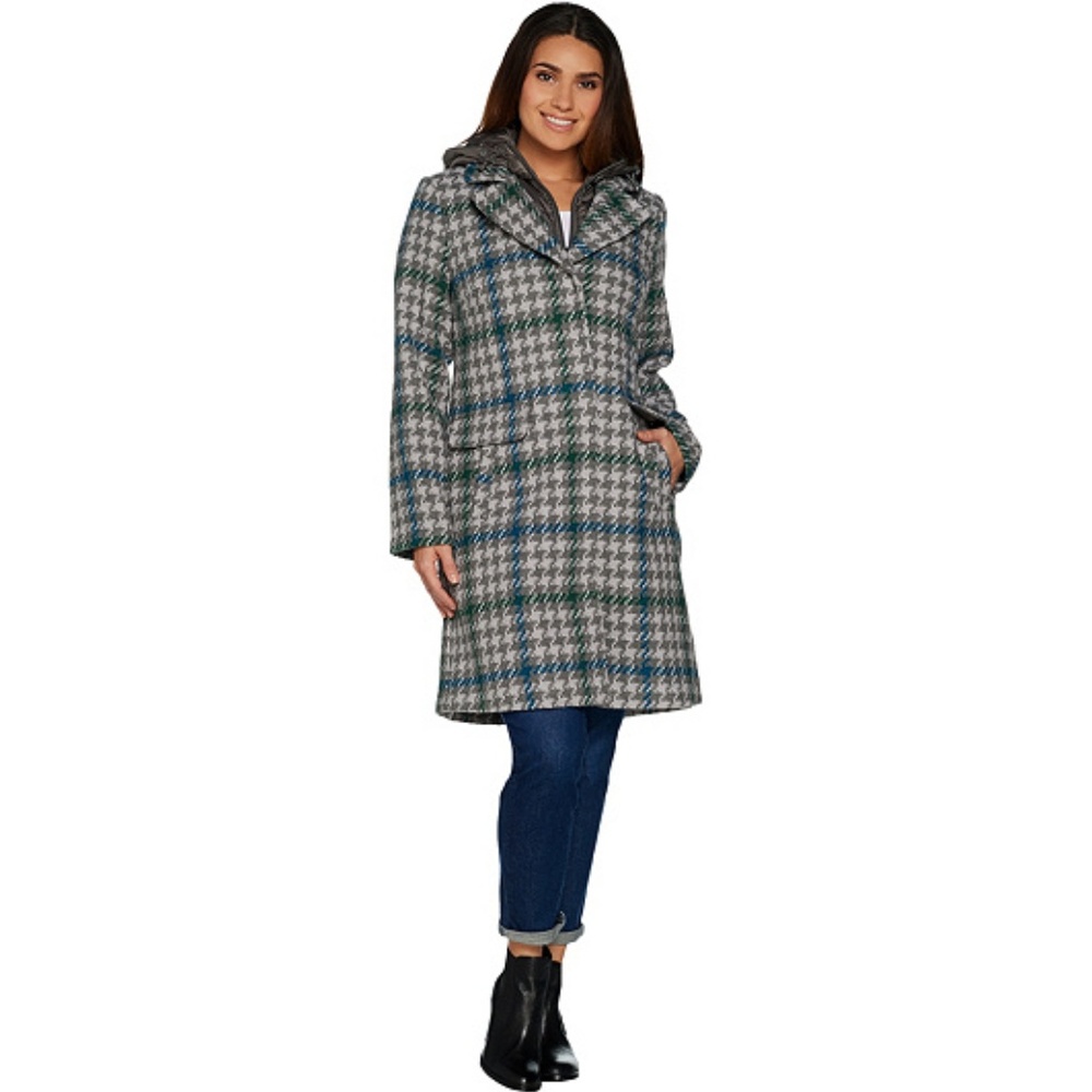 ☃️Houndstooth Coat, Removable Hood🔥